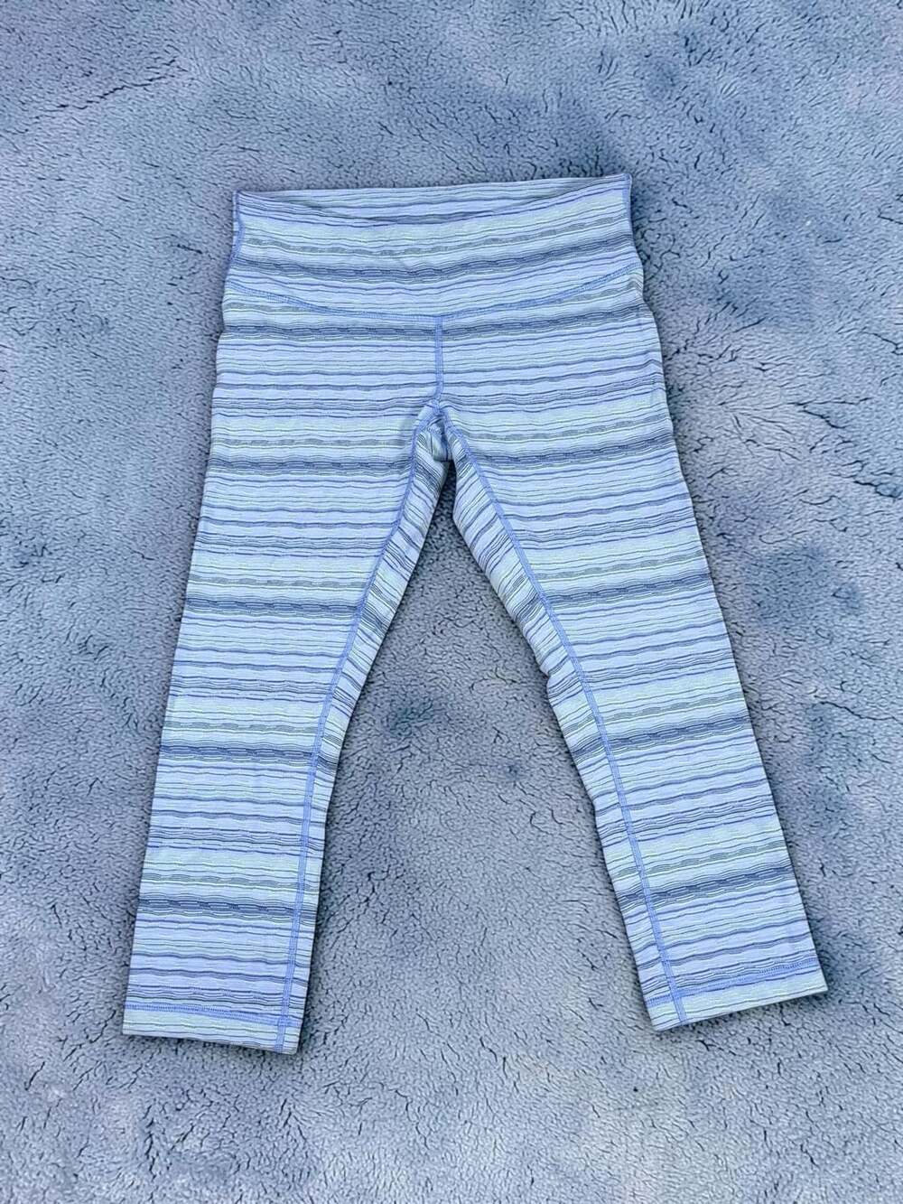 Lululemon Wunder Under Crop Leggings Wave Twist Lilac Caspian Blue